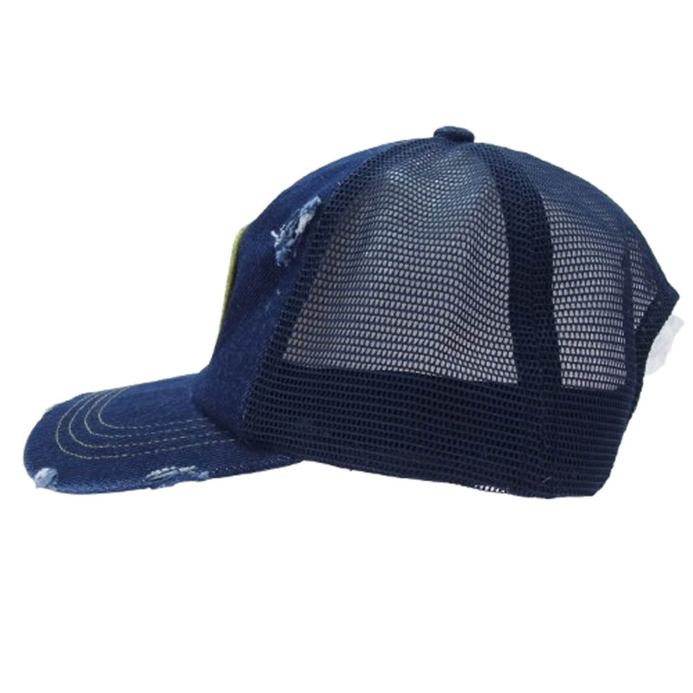 NEIGHBORHOOD ネイバーフッド 25SS PL-FW25-AUTU-WEEK2-012 × Palace パレス Mesh Trucker ワッペン付 ダメージ加工 デニム メッシュ トラッカーキャップ インディゴブルー系【美品】【中古】
