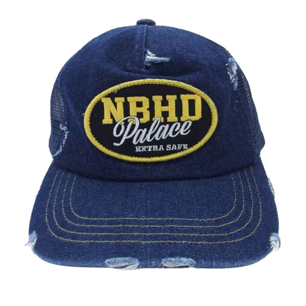 NEIGHBORHOOD ネイバーフッド 25SS PL-FW25-AUTU-WEEK2-012 × Palace パレス Mesh Trucker ワッペン付 ダメージ加工 デニム メッシュ トラッカーキャップ【美品】【中古】 NEIGHBORHOOD ネイバーフッド 25SS PL-FW25-AUTU-WEEK2-012 ×