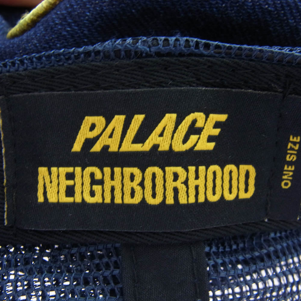 NEIGHBORHOOD ネイバーフッド 25SS PL-FW25-AUTU-WEEK2-012 × Palace パレス Mesh Trucker ワッペン付 ダメージ加工 デニム メッシュ トラッカーキャップ【美品】【中古】 NEIGHBORHOOD ネイバーフッド 25SS PL-FW25-AUTU-WEEK2-012 ×