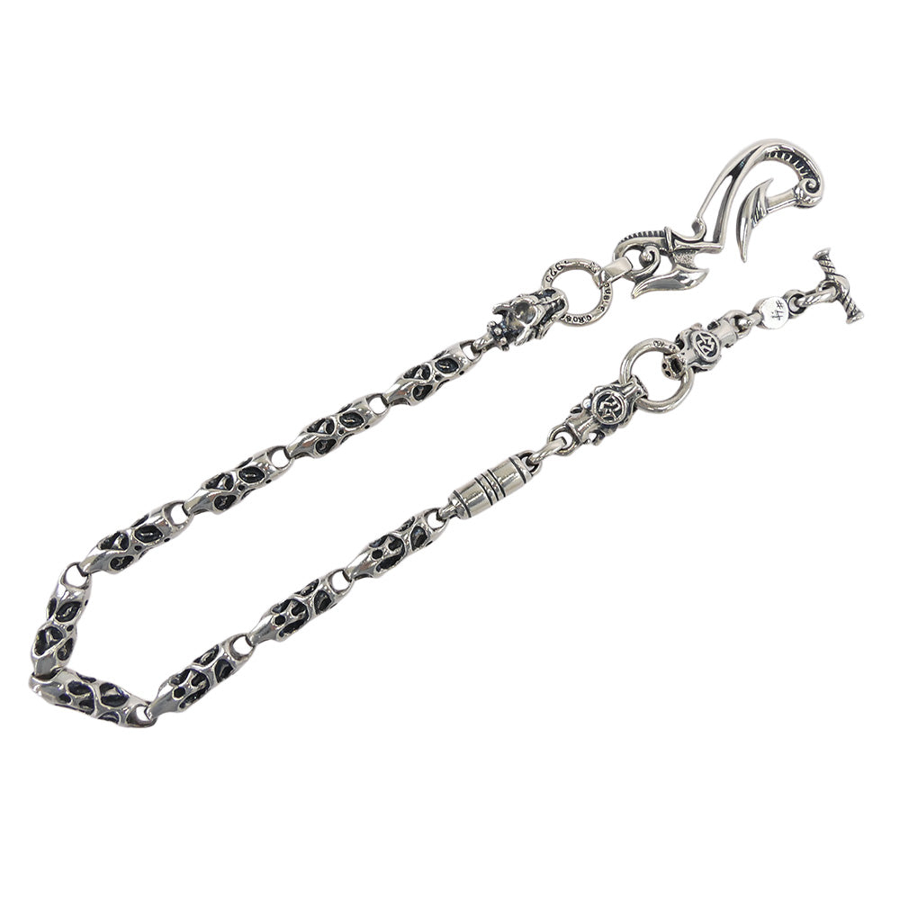 TRAVIS WALKER トラヴィスワーカー WCS012 ギャランティカード付属 THUNDER HOOK WITH 3 GARGOYLE DC RING AND MEAT LINKS WALLET CHAIN WITH T-BAR CZ サンダーフック ミート 3ガーゴイル ウォレットチェーン シルバー系【中古】