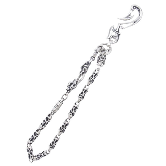 TRAVIS WALKER トラヴィスワーカー WCS012 ギャランティカード付属 THUNDER HOOK WITH 3 GARGOYLE DC RING AND MEAT LINKS WALLET CHAIN WITH T-BAR CZ サンダーフック ミート 3ガーゴイル ウォレットチェーン シルバー系【中古】