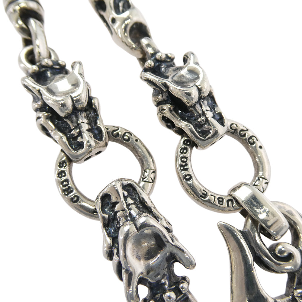 TRAVIS WALKER トラヴィスワーカー WCS012 ギャランティカード付属 THUNDER HOOK WITH 3 GARGOYLE DC RING AND MEAT LINKS WALLET CHAIN WITH T-BAR CZ サンダーフック ミート 3ガーゴイル ウォレットチェーン シルバー系【中古】