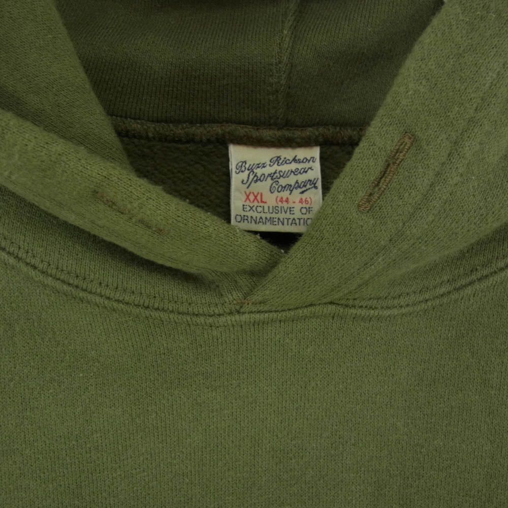 Buzz Rickson's バズリクソンズ 14th AIR FORCE プリント プルオーバー スウェット パーカ モスグリーン系 XXL【中古】