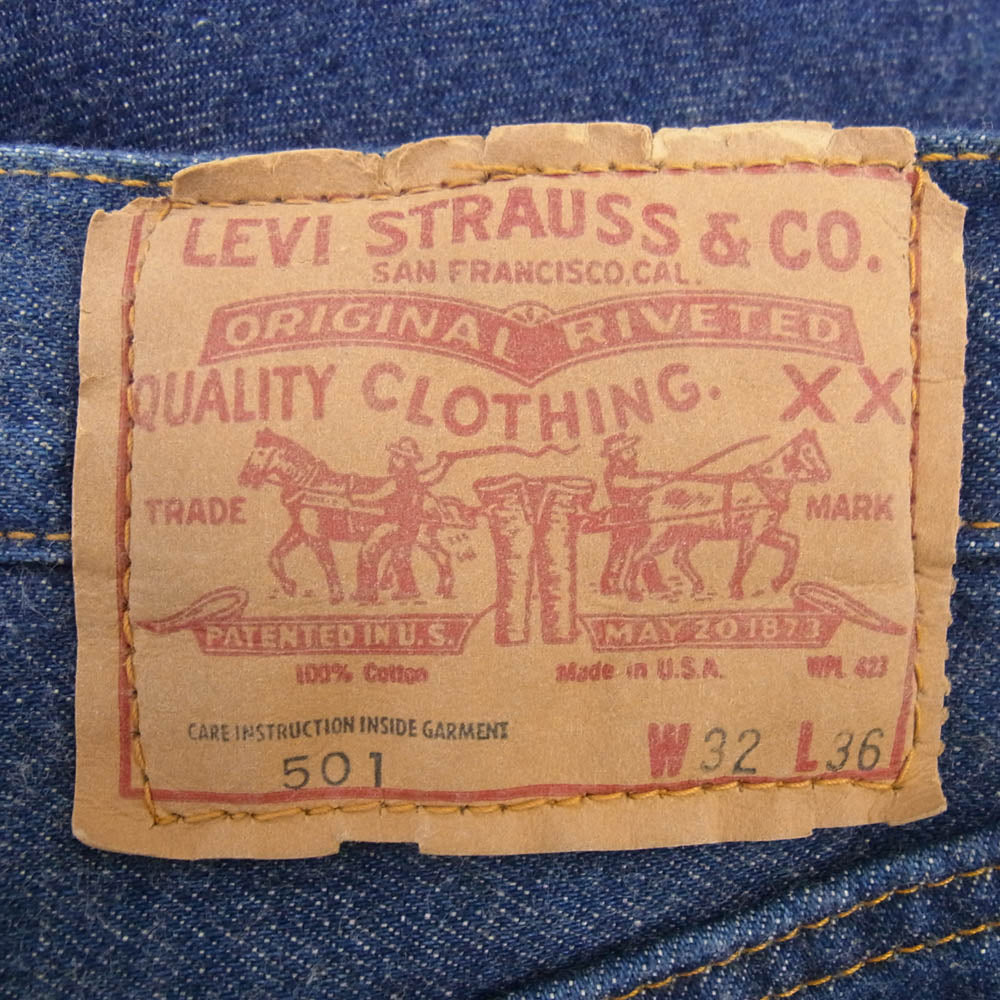 Levi's リーバイス 501VINTAGE ヴィンテージ 70s 66後期 ボタン裏刻印6 スモールe デニム パンツ インディゴブルー系 32【中古】