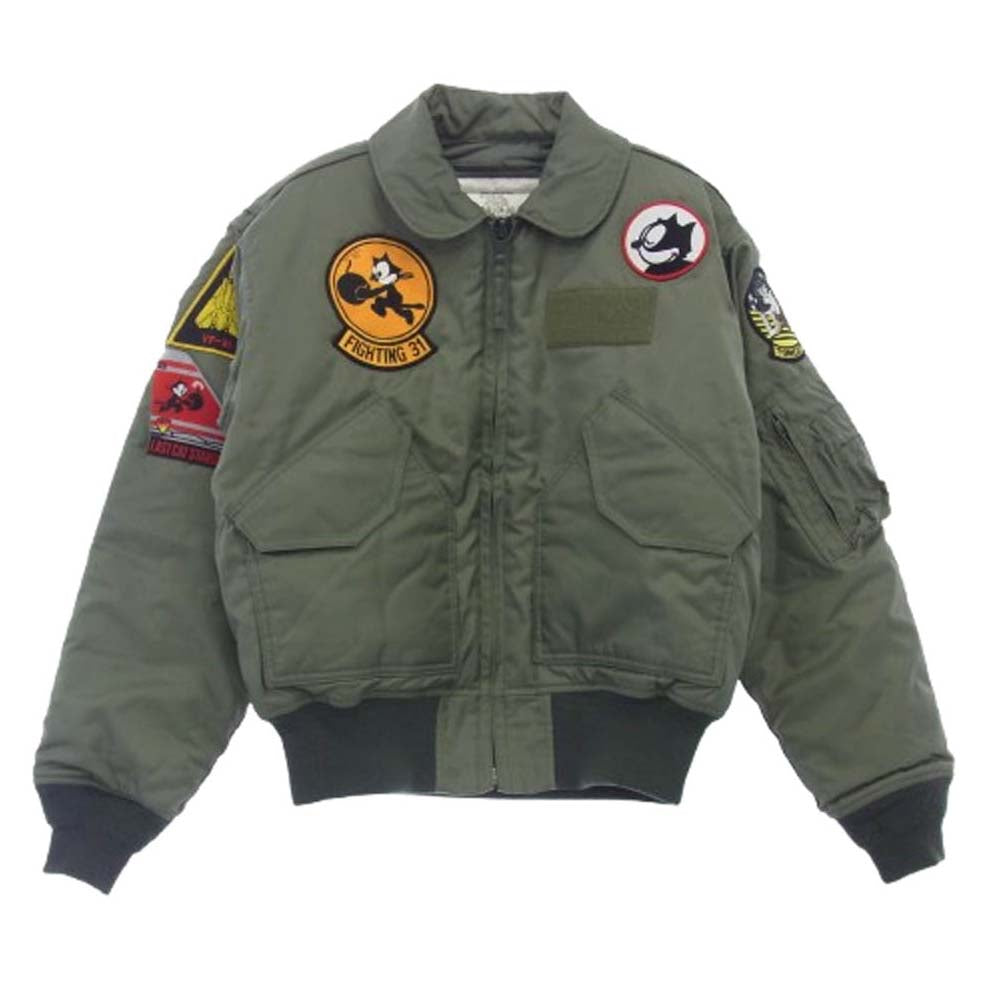 HOUSTON ヒューストン CWU-45/P TOMCATTERS ワッペン パッチ フライト ジャケット カーキ系 S【中古】