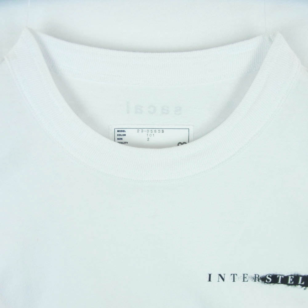 Sacai サカイ 23AW 23-0583S INTERSTELLAR インターステラー プリント 半袖 Tシャツ カットソー 中国製 ホワイト系 2【中古】