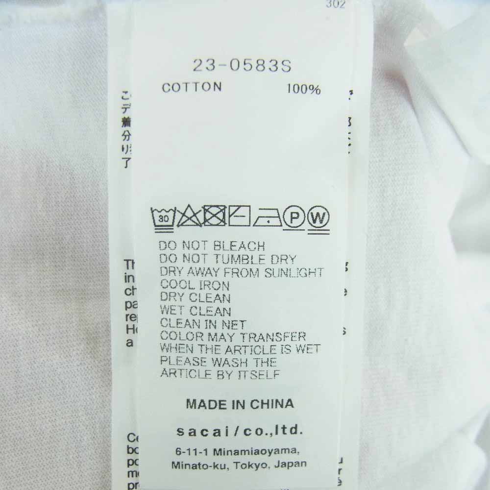 Sacai サカイ 23AW 23-0583S INTERSTELLAR インターステラー プリント 半袖 Tシャツ カットソー 中国製 ホワイト系 2【中古】