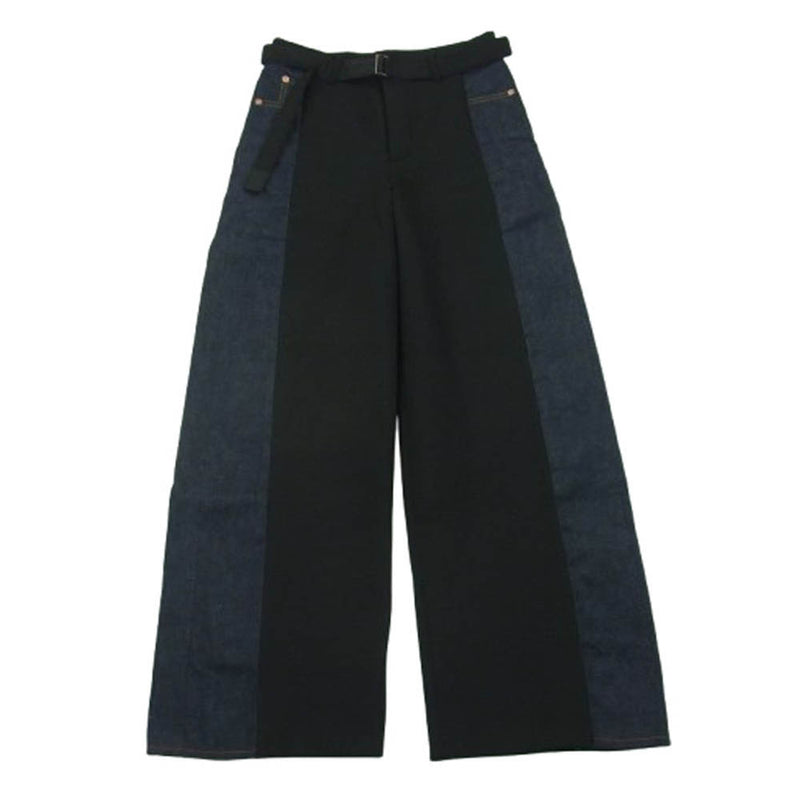 Sacai サカイ 25SS 25-07826 Suiting Denim Pants BLACK INDIGO ドッキング デニム パンツ ブラック系 インディゴブルー系 2【美品】【中古】