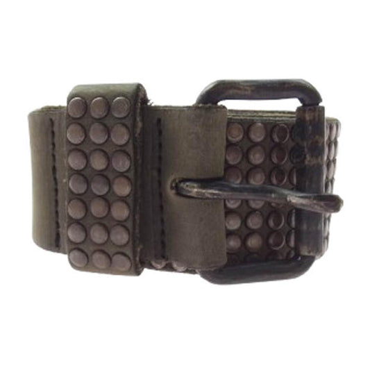 HTC エイチティーシー スタッズ レザー ベルト カーキ系 80/32【中古】