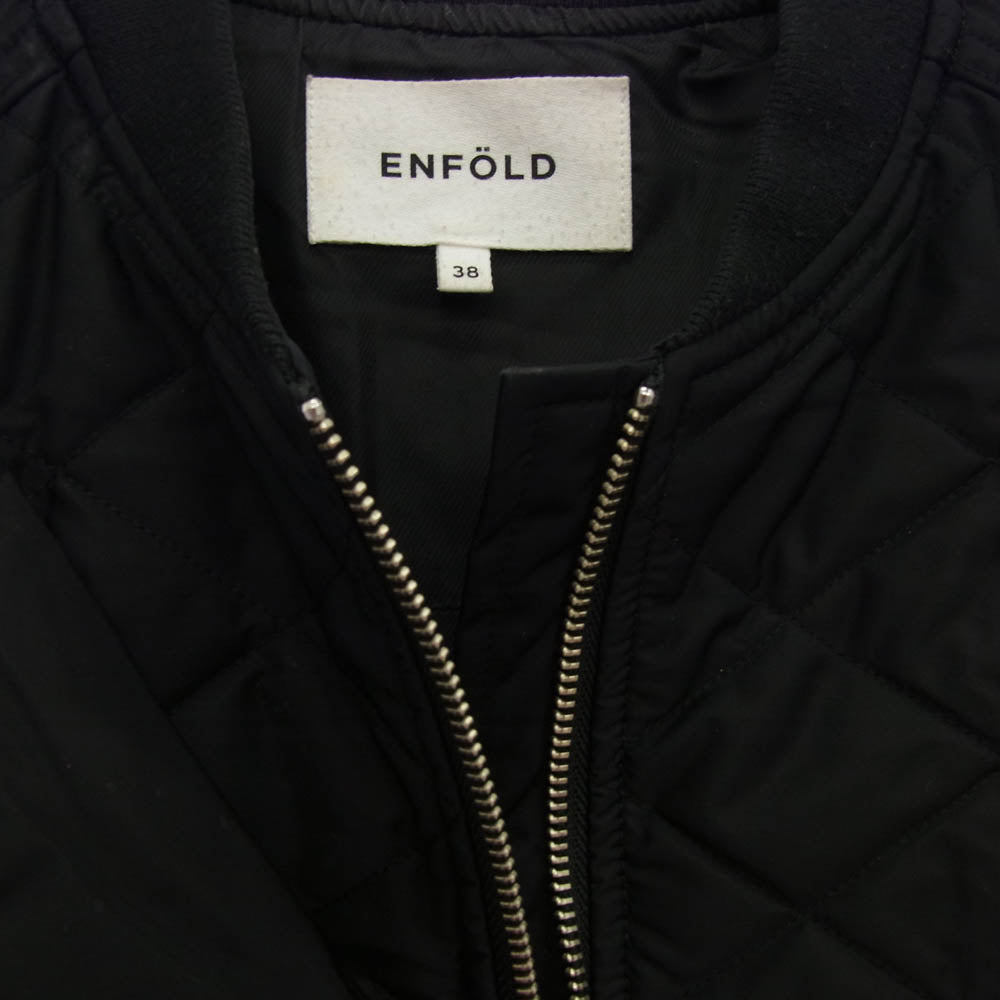 ENFOLD エンフォルド DICROS SOLO Twill egg エッグシルエット キルティング ジャケット ブラック系 38【中古】