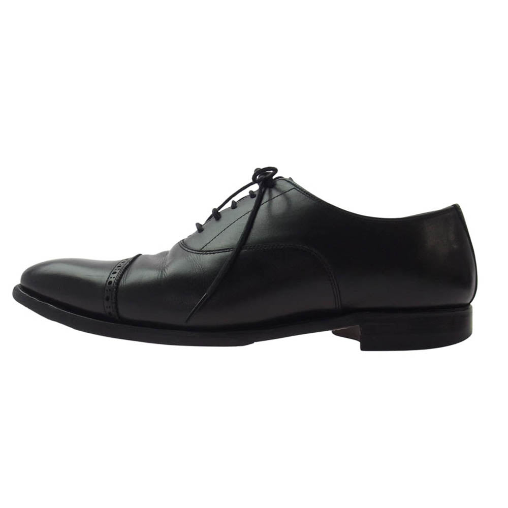 SCOTCH GRAIN スコッチグレイン F-0045 45周年記念 45th anniversary 内羽根 パンチドキャップ レザーシューズ ブラック系 24.5【中古】