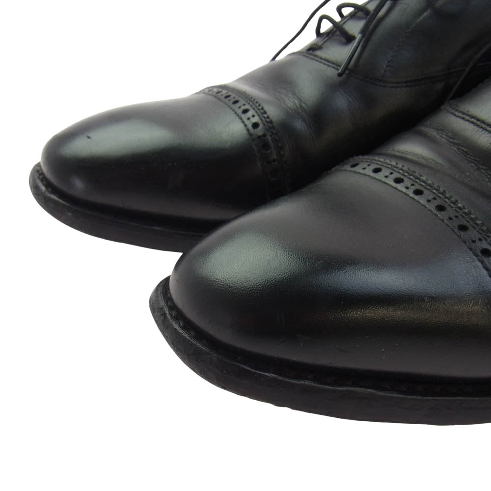 SCOTCH GRAIN スコッチグレイン F-0045 45周年記念 45th anniversary 内羽根 パンチドキャップ レザーシューズ ブラック系 24.5【中古】