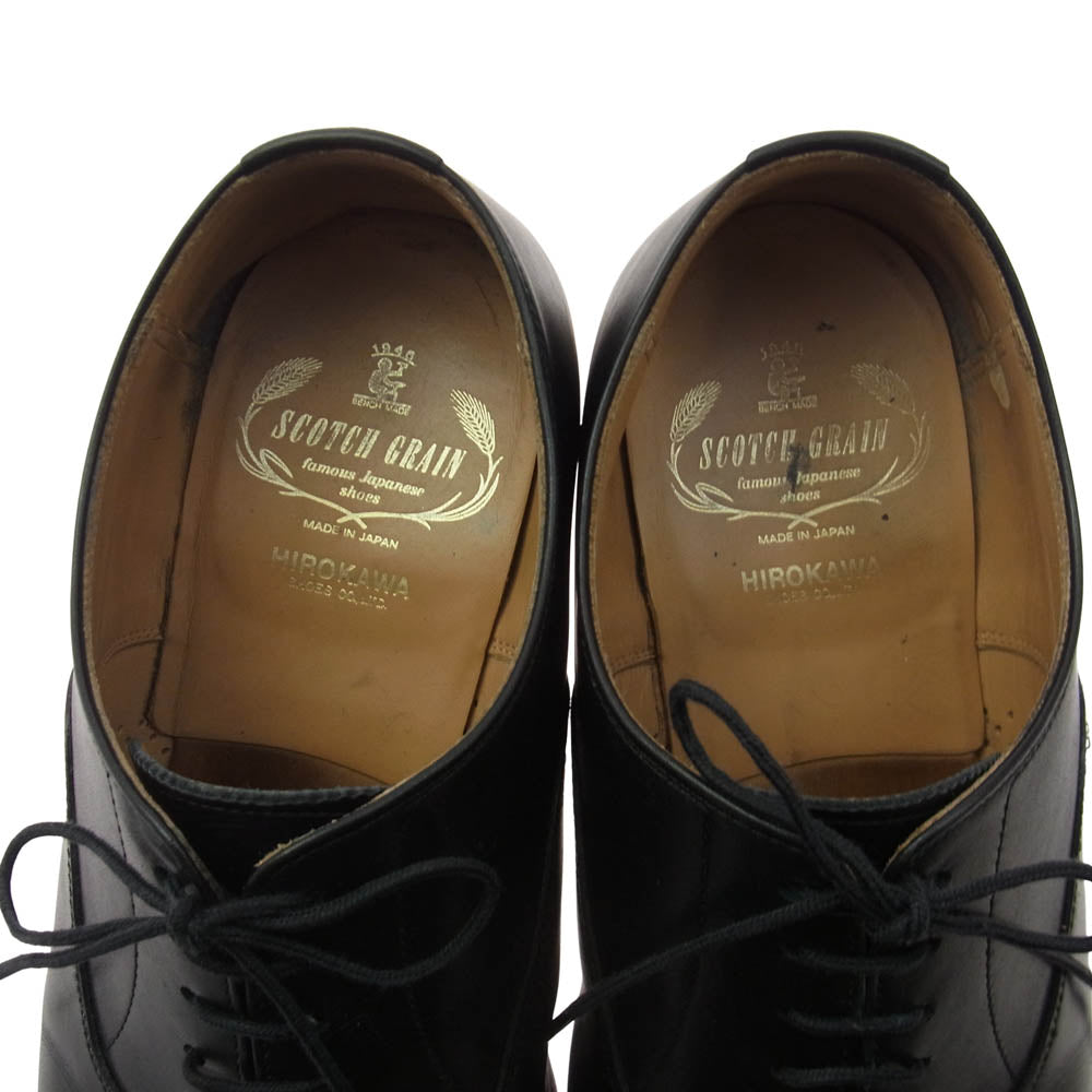 SCOTCH GRAIN スコッチグレイン F-0045 45周年記念 45th anniversary 内羽根 パンチドキャップ レザーシューズ ブラック系 24.5【中古】