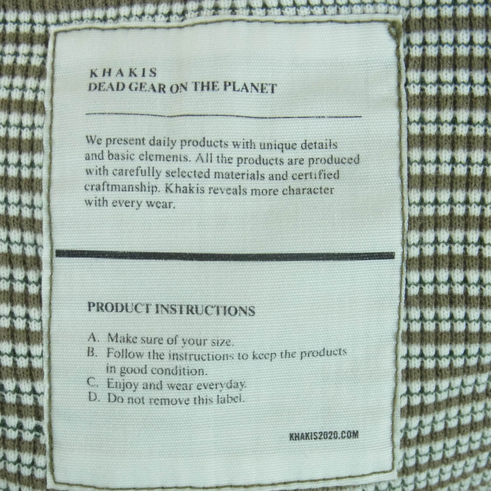 カーキス 1LDK WAFFLE HENLEY L/S TEE ワッフル ヘンリー ボーダー 長袖 Tシャツ グリーン系 カーキ系 XL【中古】