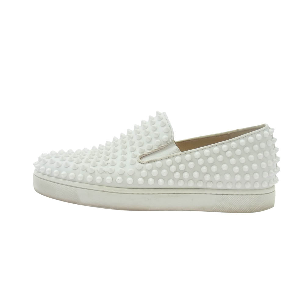 Christian Louboutin クリスチャンルブタン スタッズ スリッポン シューズ ローファー ホワイト系 39.5【中古】