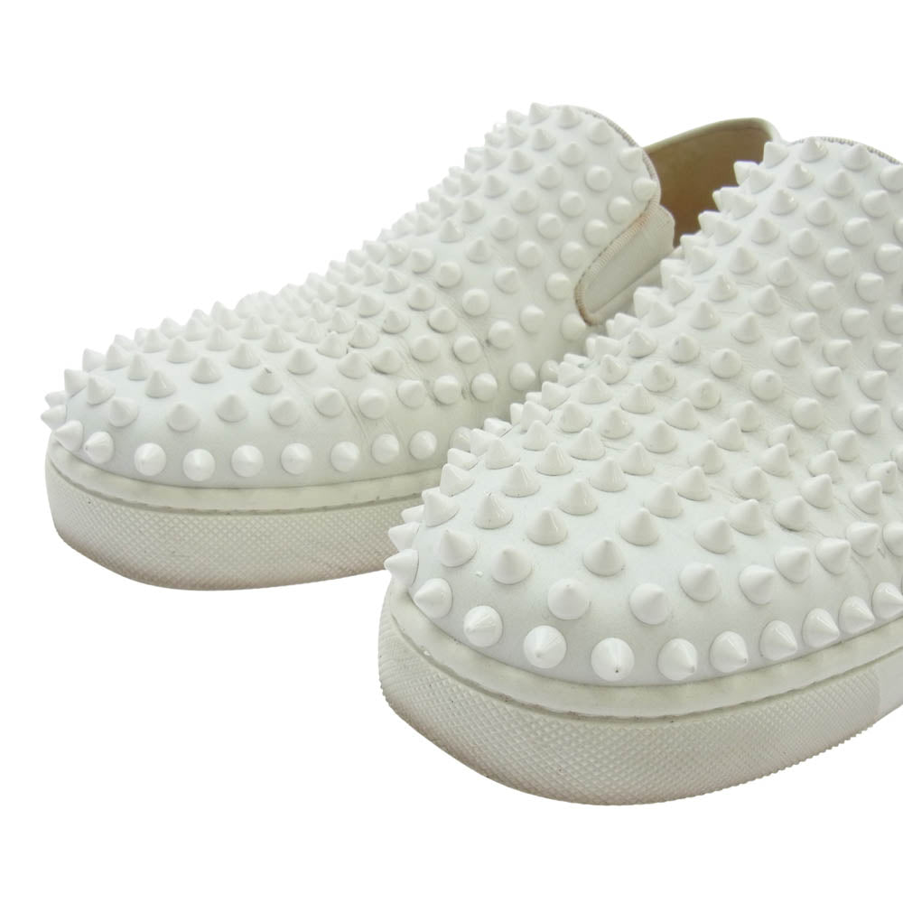 Christian Louboutin クリスチャンルブタン スタッズ スリッポン シューズ ローファー ホワイト系 39.5【中古】