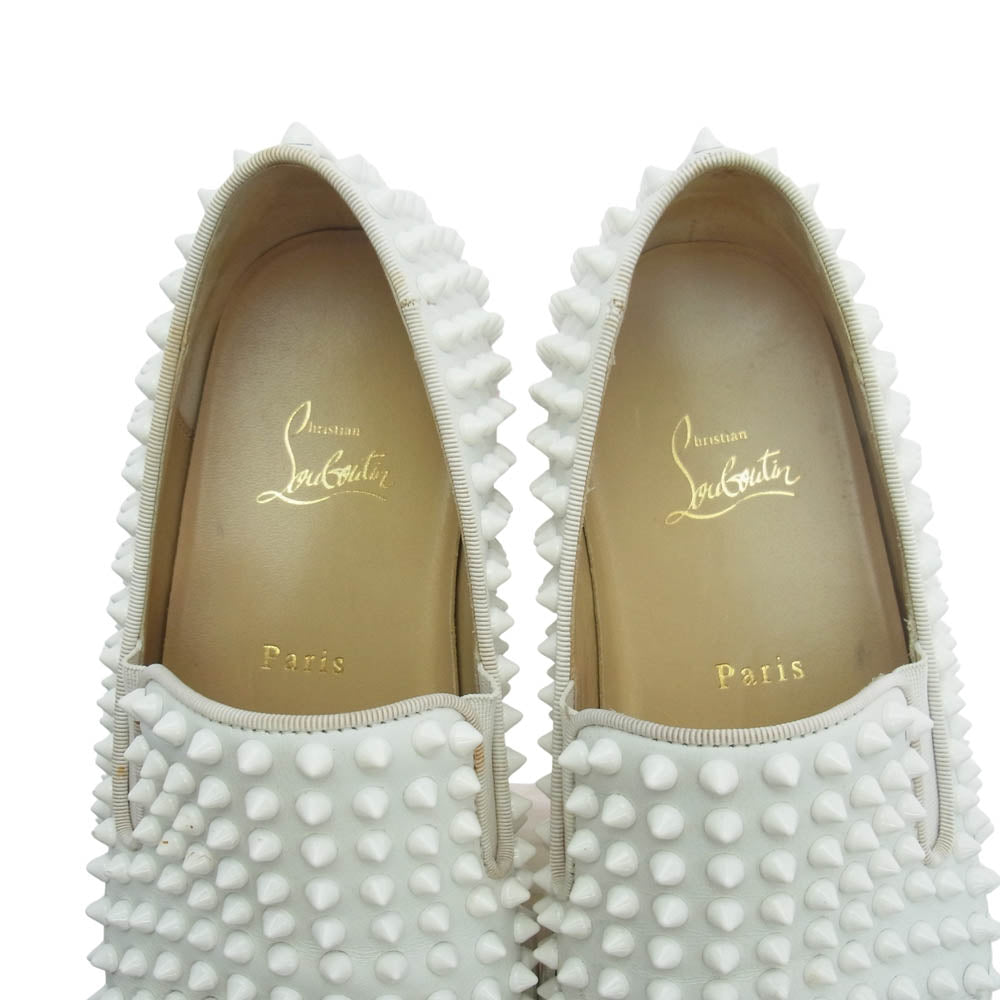 Christian Louboutin クリスチャンルブタン スタッズ スリッポン シューズ ローファー ホワイト系 39.5【中古】 Christian Louboutin クリスチャンルブタン スタッズ スリッポン