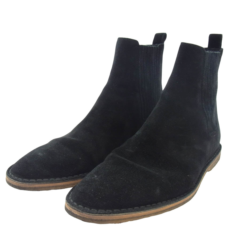 SAINT LAURENT サンローラン 533754 スエード サイドエラスティック サイドゴア ブーツ ブラック系 41【中古】