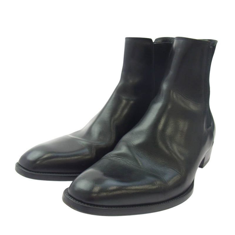 SAINT LAURENT サンローラン 375680 サイドゴア レザー チェルシー ブーツ ブラック系 41.5【中古】