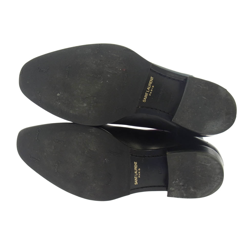 SAINT LAURENT サンローラン 375680 サイドゴア レザー チェルシー ブーツ ブラック系 41.5【中古】