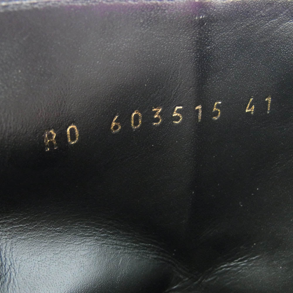 SAINT LAURENT サンローラン 603515 クロコ型押し ワイアット ハーネス リング サイドジップ ブーツ ブラック系 41【中古】