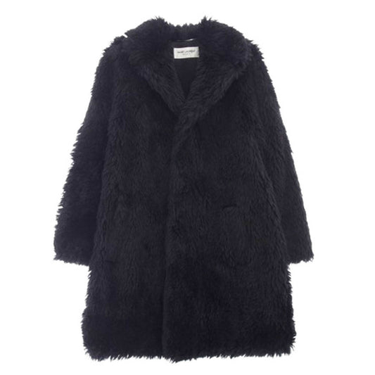 SAINT LAURENT サンローラン 529574 Y567T 国内正規品 モヘアファー コート ブラック系 46【中古】