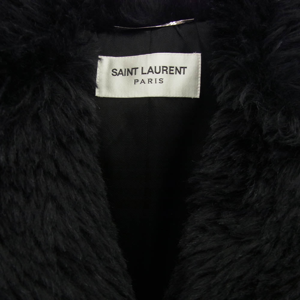 SAINT LAURENT サンローラン 529574 Y567T 国内正規品 モヘアファー コート ブラック系 46【中古】