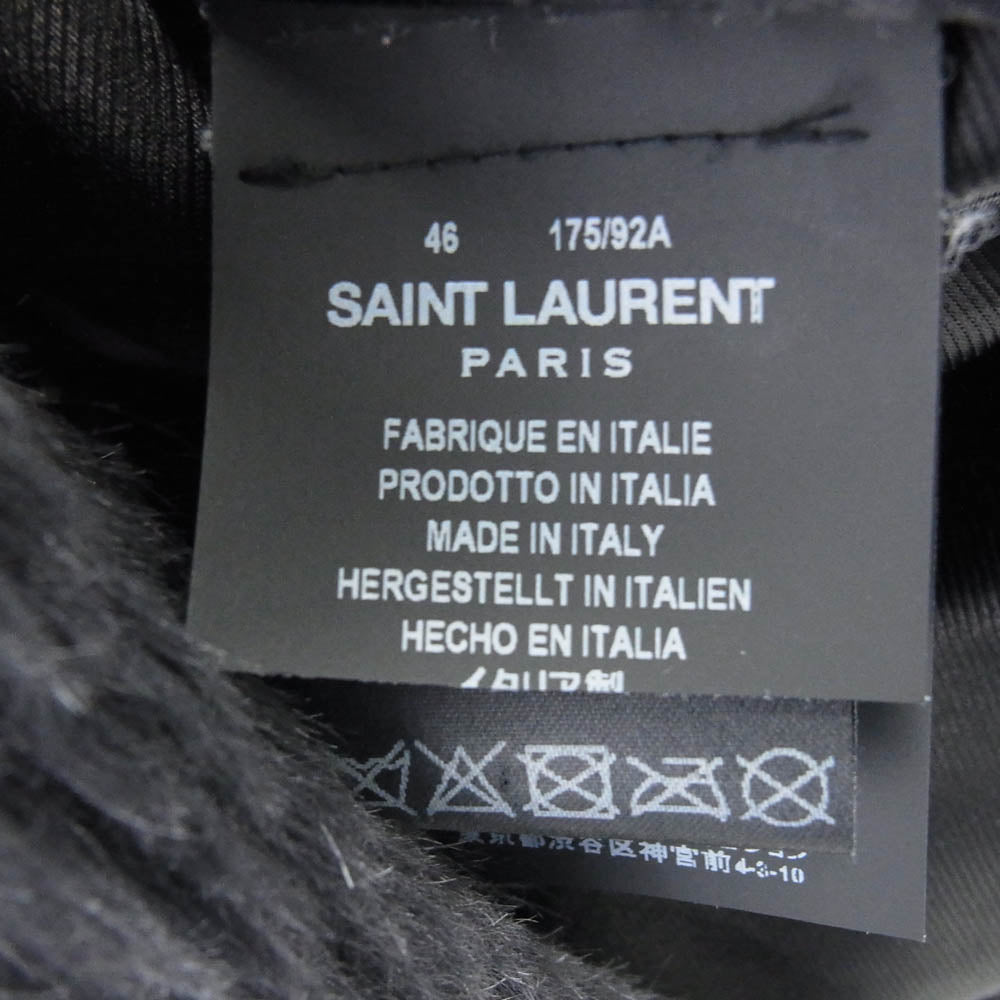 SAINT LAURENT サンローラン 529574 Y567T 国内正規品 モヘアファー コート ブラック系 46【中古】