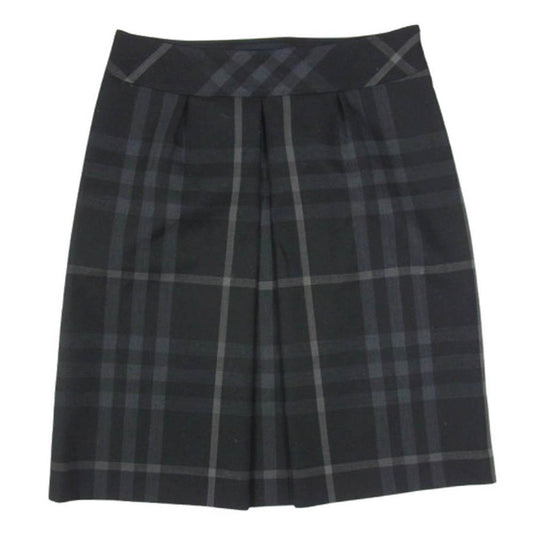 BURBERRY LONDON バーバリー ロンドン B1S21-284-08 三陽商会 ウール サイドプリーツ チェック スカート ブラック系【中古】