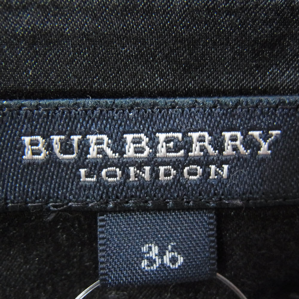 BURBERRY LONDON バーバリー ロンドン B1S21-284-08 三陽商会 ウール サイドプリーツ チェック スカート ブラック系【中古】