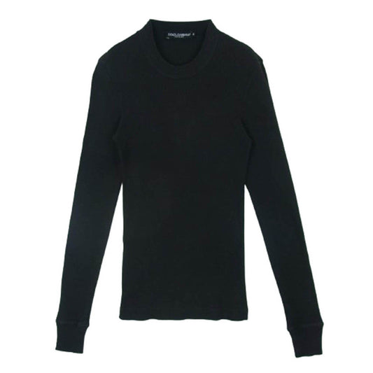 DOLCE&GABBANA ドルチェアンドガッバーナ イタリア製 クルーネック 長袖 カットソー Tシャツ ブラック系 44【中古】