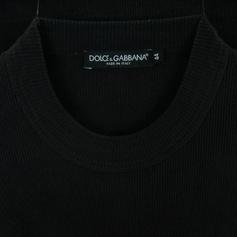 DOLCE&GABBANA ドルチェアンドガッバーナ イタリア製 クルーネック 長袖 カットソー Tシャツ ブラック系 44【中古】