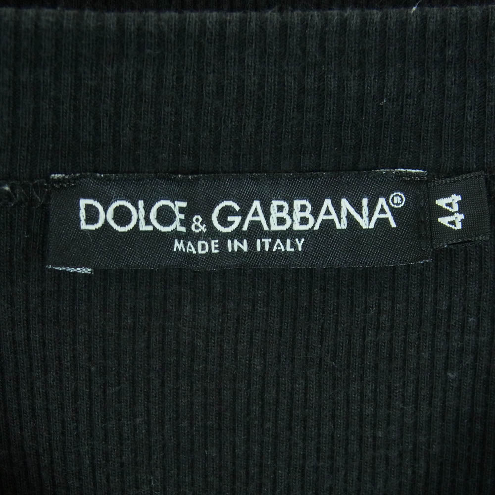DOLCE&GABBANA ドルチェアンドガッバーナ イタリア製 クルーネック 長袖 カットソー Tシャツ ブラック系 44【中古】