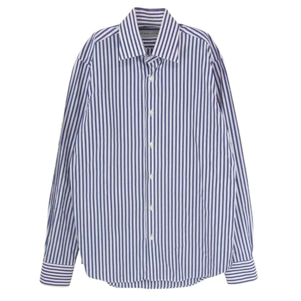 ETRO エトロ 131-16374-2004 ストライプ 長袖 シャツ ブルー系 38【中古】