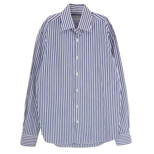 ETRO エトロ 131-16374-2004 ストライプ 長袖 シャツ ブルー系 38【中古】