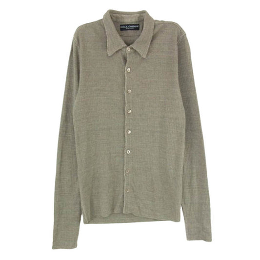 DOLCE&GABBANA ドルチェアンドガッバーナ GBC38K イタリア製 レギュラーカラー 長袖 リネン シャツ ブラウン系 44【中古】