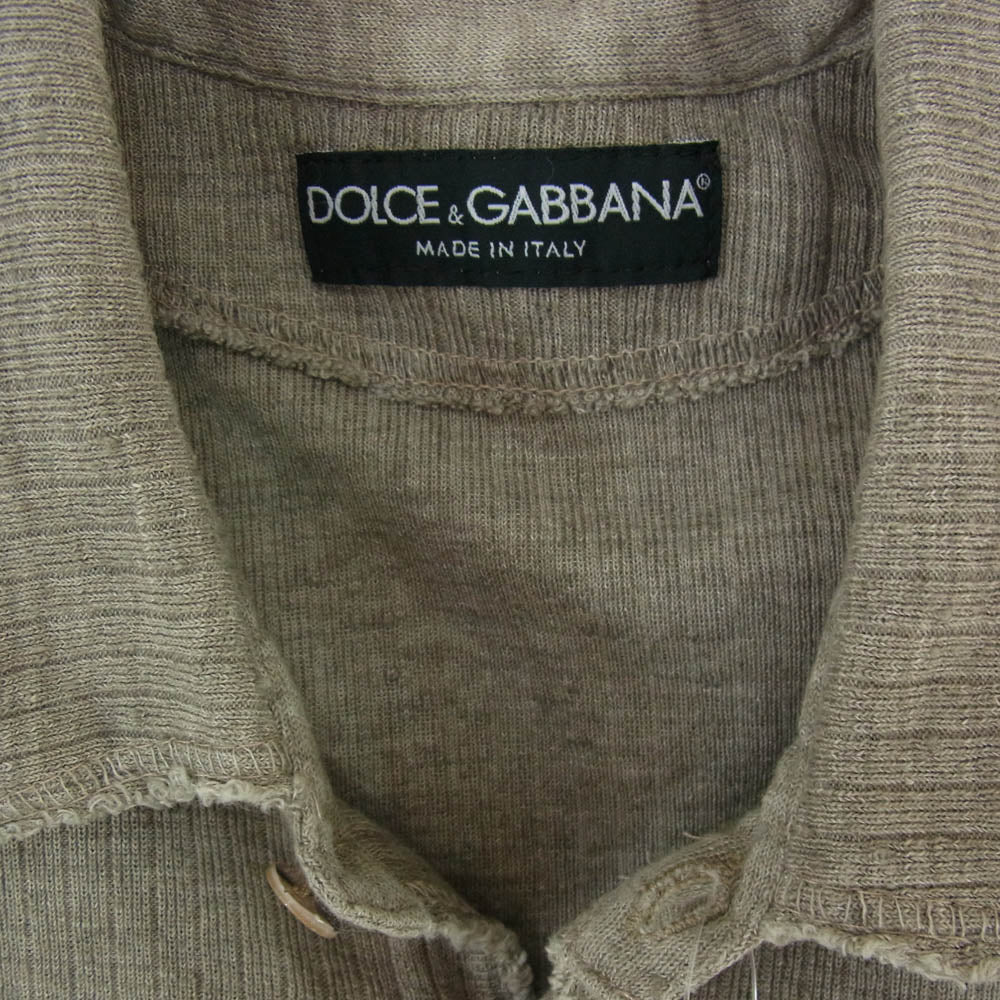 DOLCE&GABBANA ドルチェアンドガッバーナ GBC38K イタリア製 レギュラーカラー 長袖 リネン シャツ ブラウン系 44【中古】