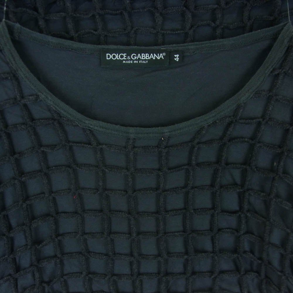 DOLCE&GABBANA ドルチェアンドガッバーナ イタリア製 ネット編み メッシュニット レイヤード 半袖 Tシャツ グレー系 44【中古】