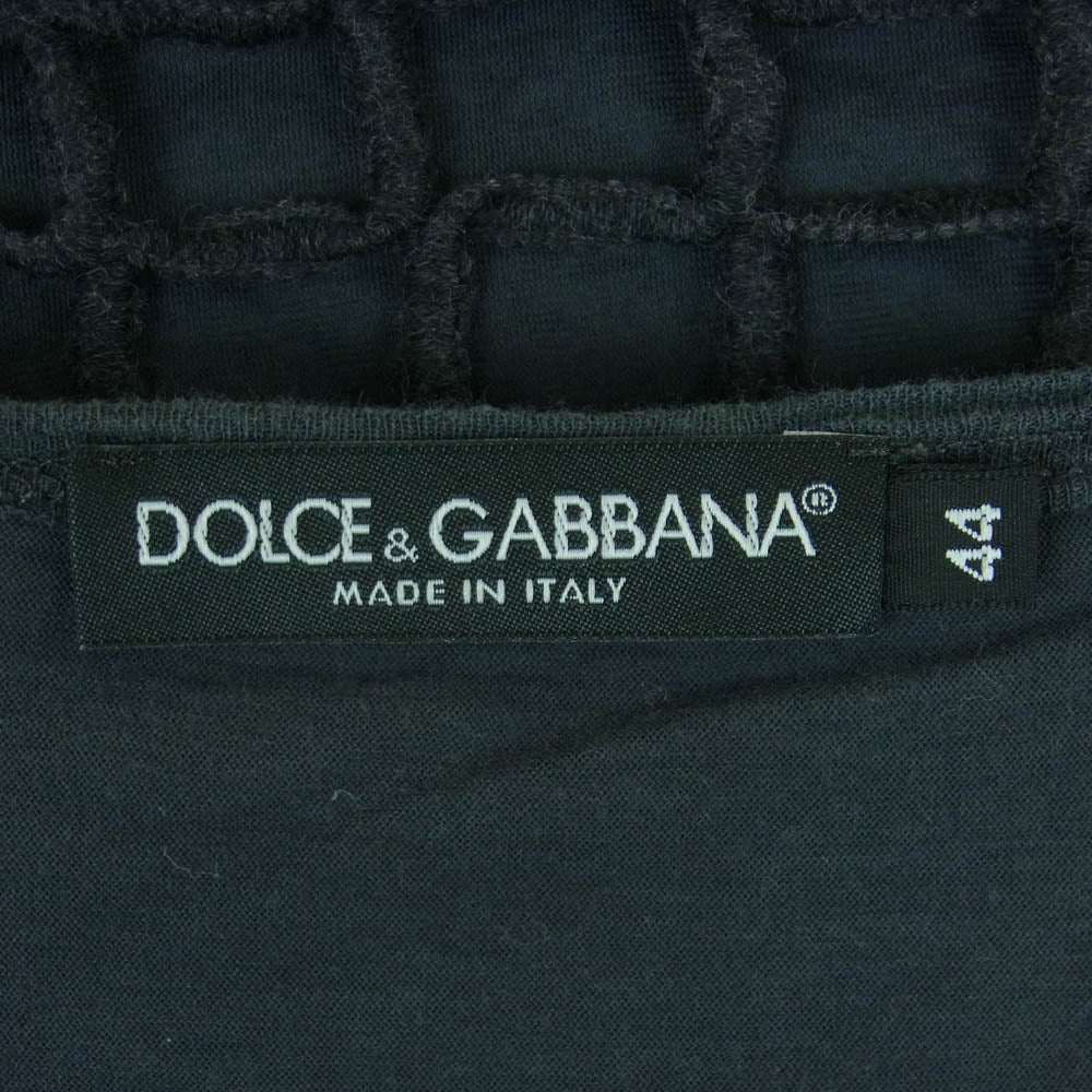 DOLCE&GABBANA ドルチェアンドガッバーナ イタリア製 ネット編み メッシュニット レイヤード 半袖 Tシャツ グレー系 44【中古】