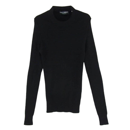 DOLCE&GABBANA ドルチェアンドガッバーナ イタリア製 カシミヤ100％ 長袖 リブ ニット ブラック系 44【中古】