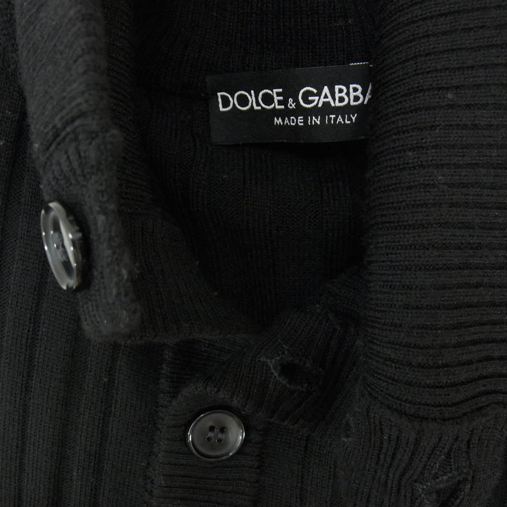 DOLCE&GABBANA ドルチェアンドガッバーナ G4533K イタリア製 ウール ハイネック ボタンアップ プルオーバー ニット カットソー ブラック系 44【中古】