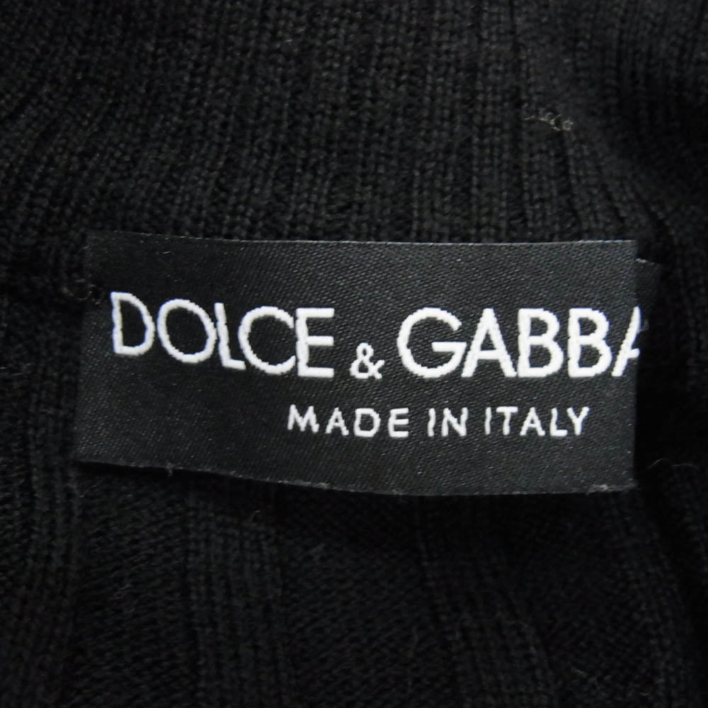 DOLCE&GABBANA ドルチェアンドガッバーナ G4533K イタリア製 ウール ハイネック ボタンアップ プルオーバー ニット カットソー ブラック系 44【中古】