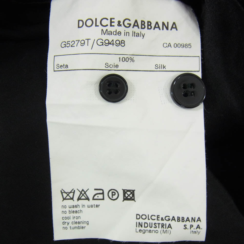DOLCE&GABBANA ドルチェアンドガッバーナ G5279T イタリア製 シルク100％ テーラードフィット レギュラーカラー 長袖 シャツ ブラック系 38【中古】