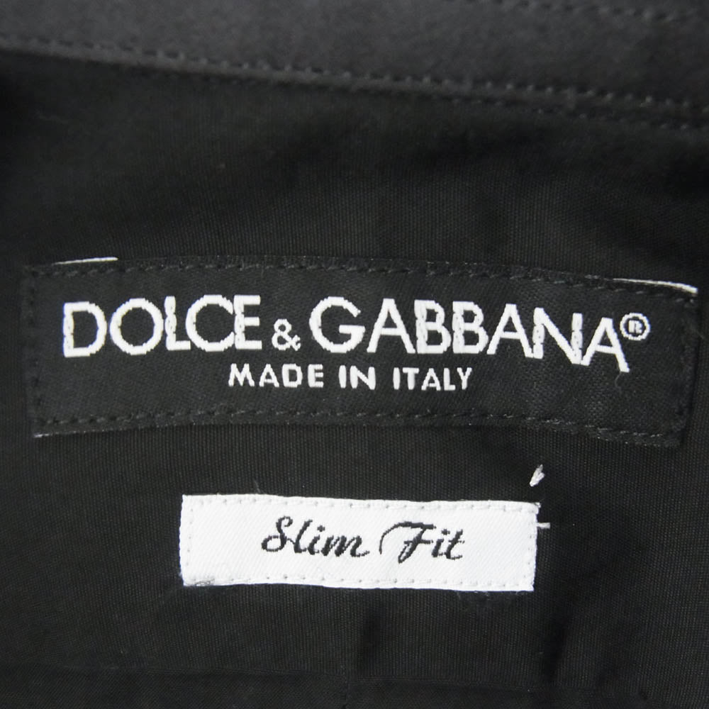 DOLCE&GABBANA ドルチェアンドガッバーナ G5341T イタリア製 比翼 スリムフィット コットンシルク レギュラーカラー 長袖 シャツ ブラック系 15 1/2【中古】