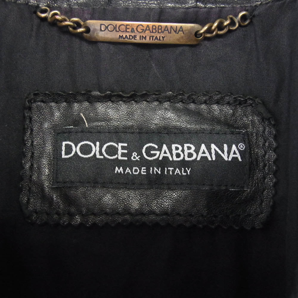 DOLCE&GABBANA ドルチェアンドガッバーナ G5669L イタリア製 ラムスキン レザー ジャケット ブラック系 46【中古】