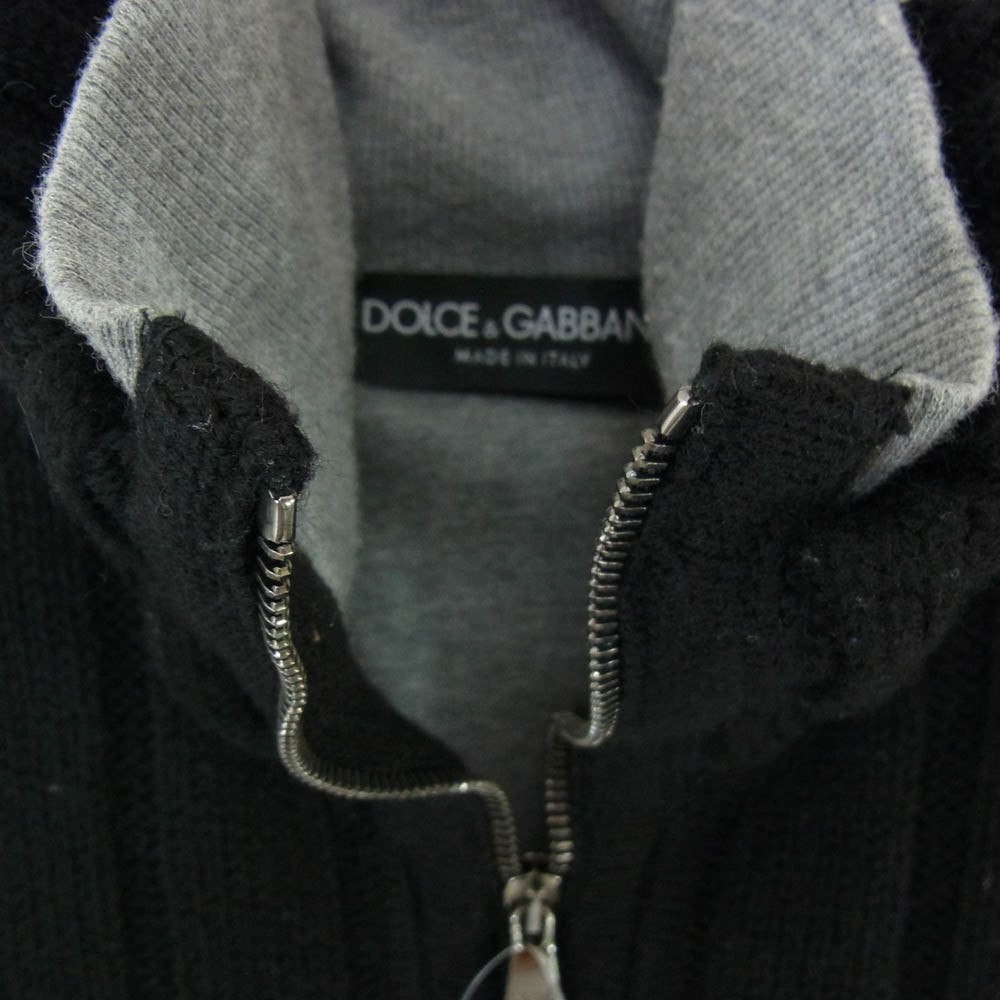 DOLCE&GABBANA ドルチェアンドガッバーナ G6J82K イタリア製 レイヤードデザイン ニット フルジップ ジャケット カーディガン ブラック系 44【中古】