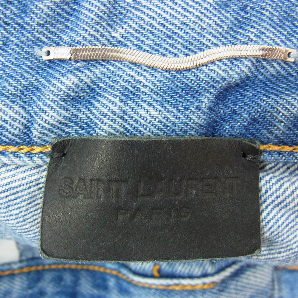 SAINT LAURENT サンローラン 757276 Y04PH ダメージ加工 ボタンフライ 5ポケット デニムパンツ ジーンズ インディゴブルー系 27【中古】