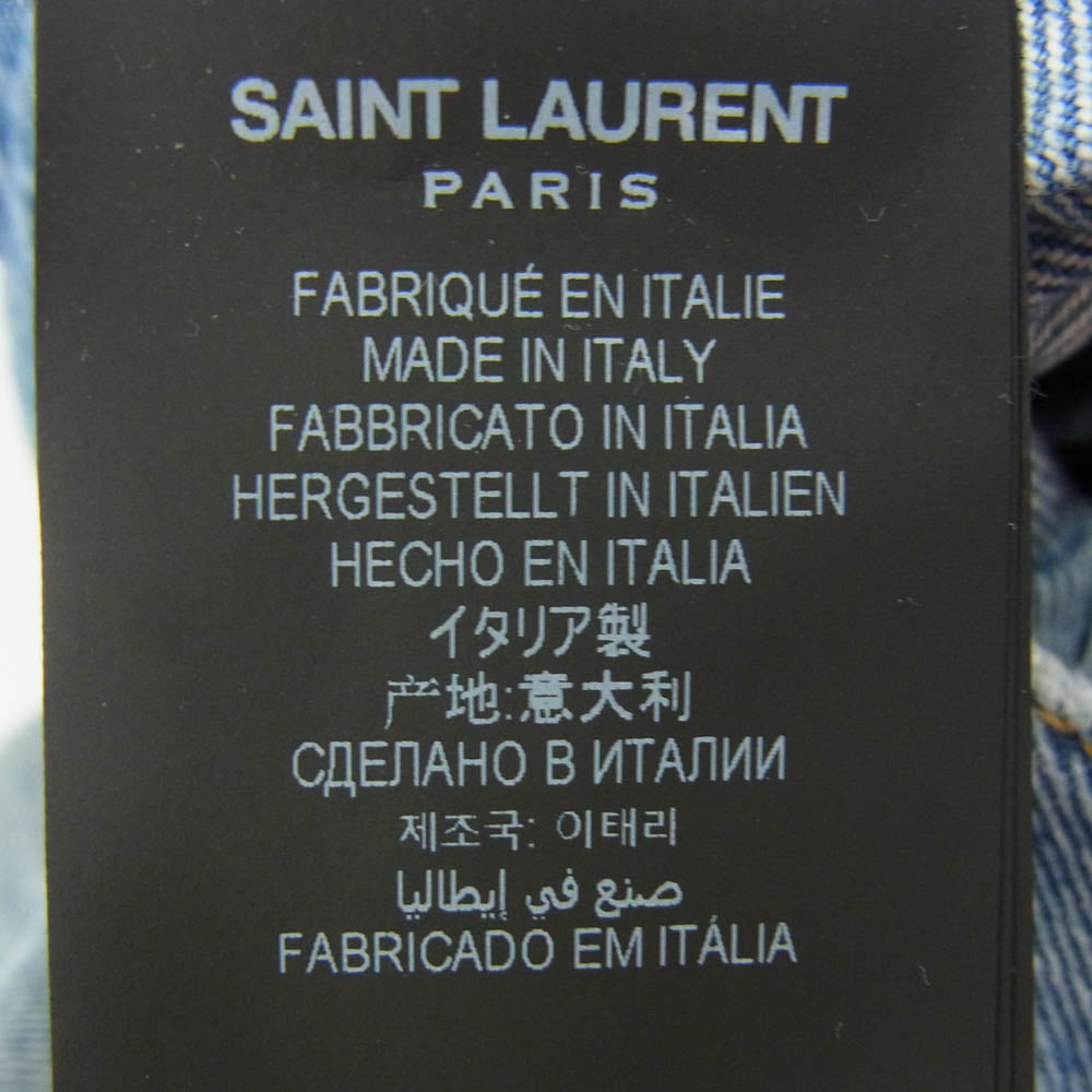 SAINT LAURENT サンローラン 757276 Y04PH ダメージ加工 ボタンフライ 5ポケット デニムパンツ ジーンズ インディゴブルー系 27【中古】