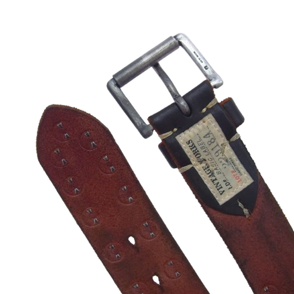 Vintage Works ヴィンテージワークス DH5550 スタッズ レザー ベルト ダークブラウン系【中古】
