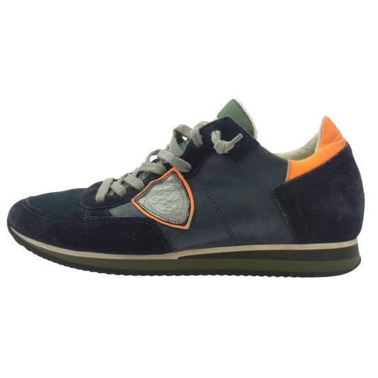 PHILIPPE MODEL フィリップモデル スエード 切替 ローカット スニーカー ネイビー系 41【中古】